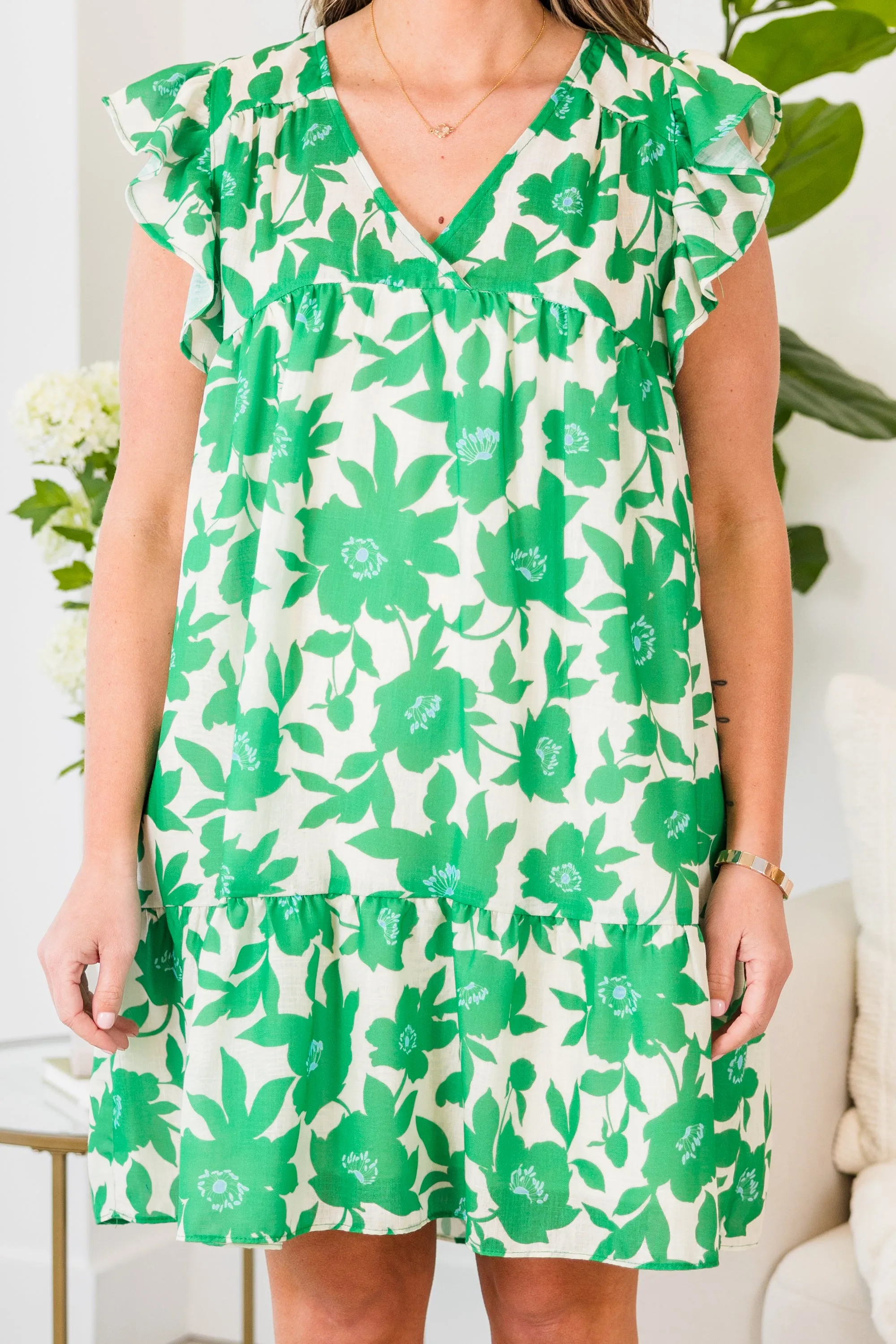 Next Big Move Dress, Green Floral