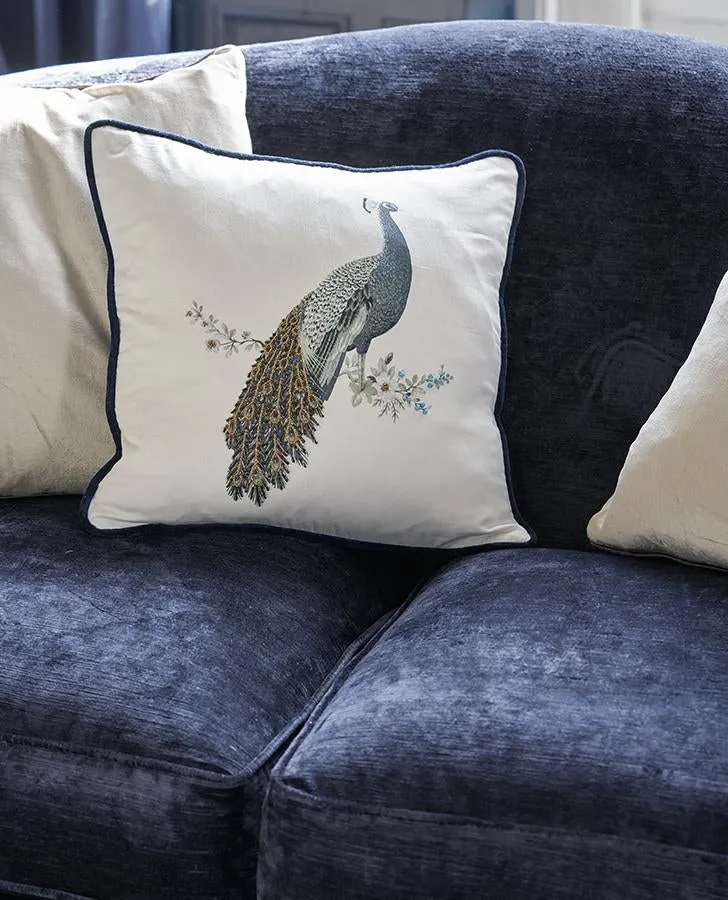 Peacock Beaded Cushion
