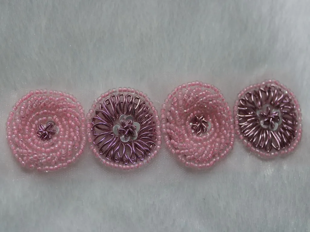 Pink Beads Work Embroidered Border