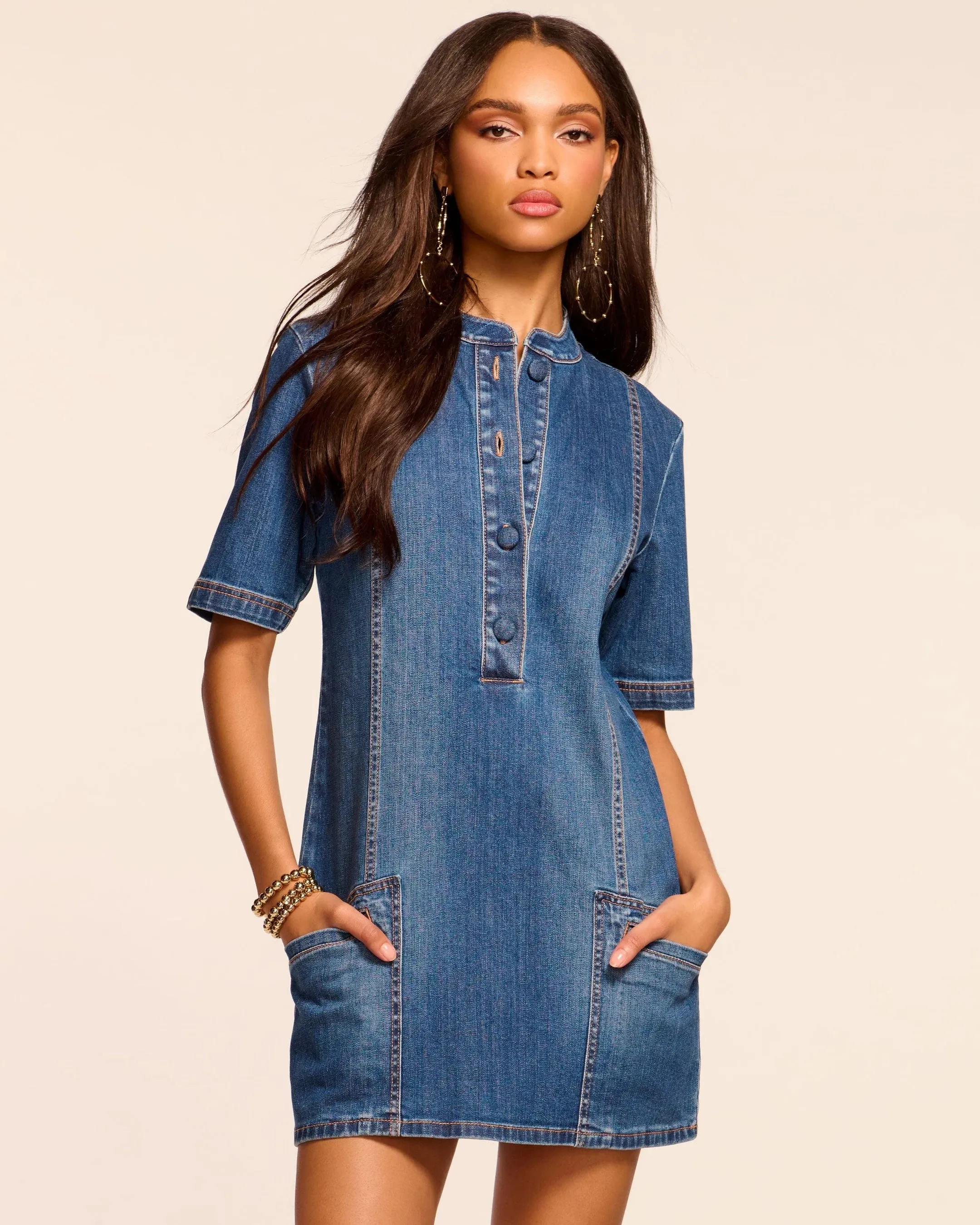 Raa3001 Denim Shift Dress