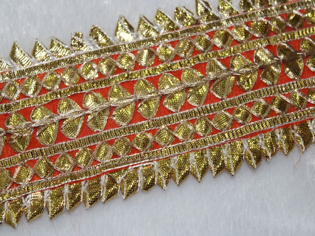 Red & Golden Designer Gota Work Embroidered Border