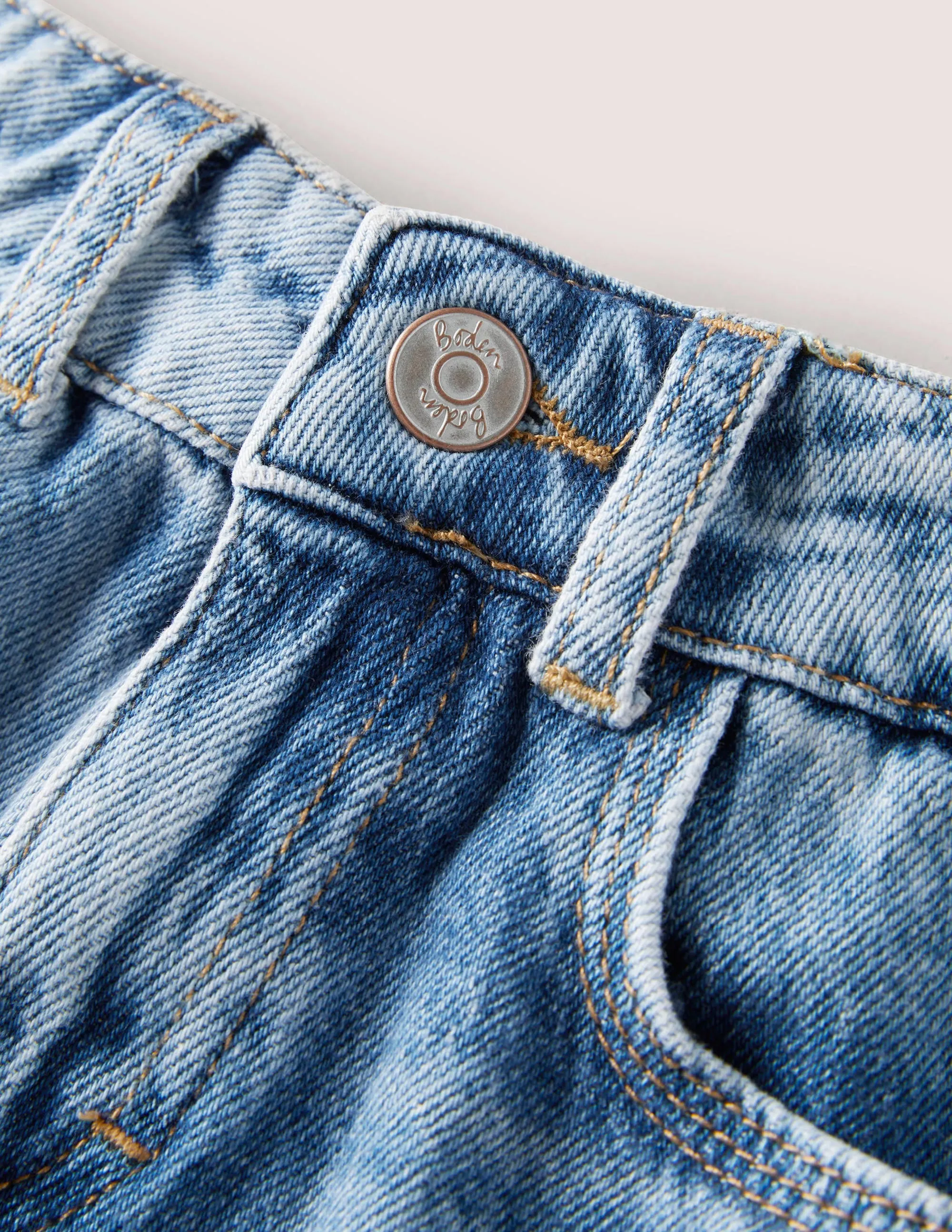 Relaxed Denim Shorts-Mid Vintage
