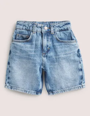 Relaxed Denim Shorts-Mid Vintage