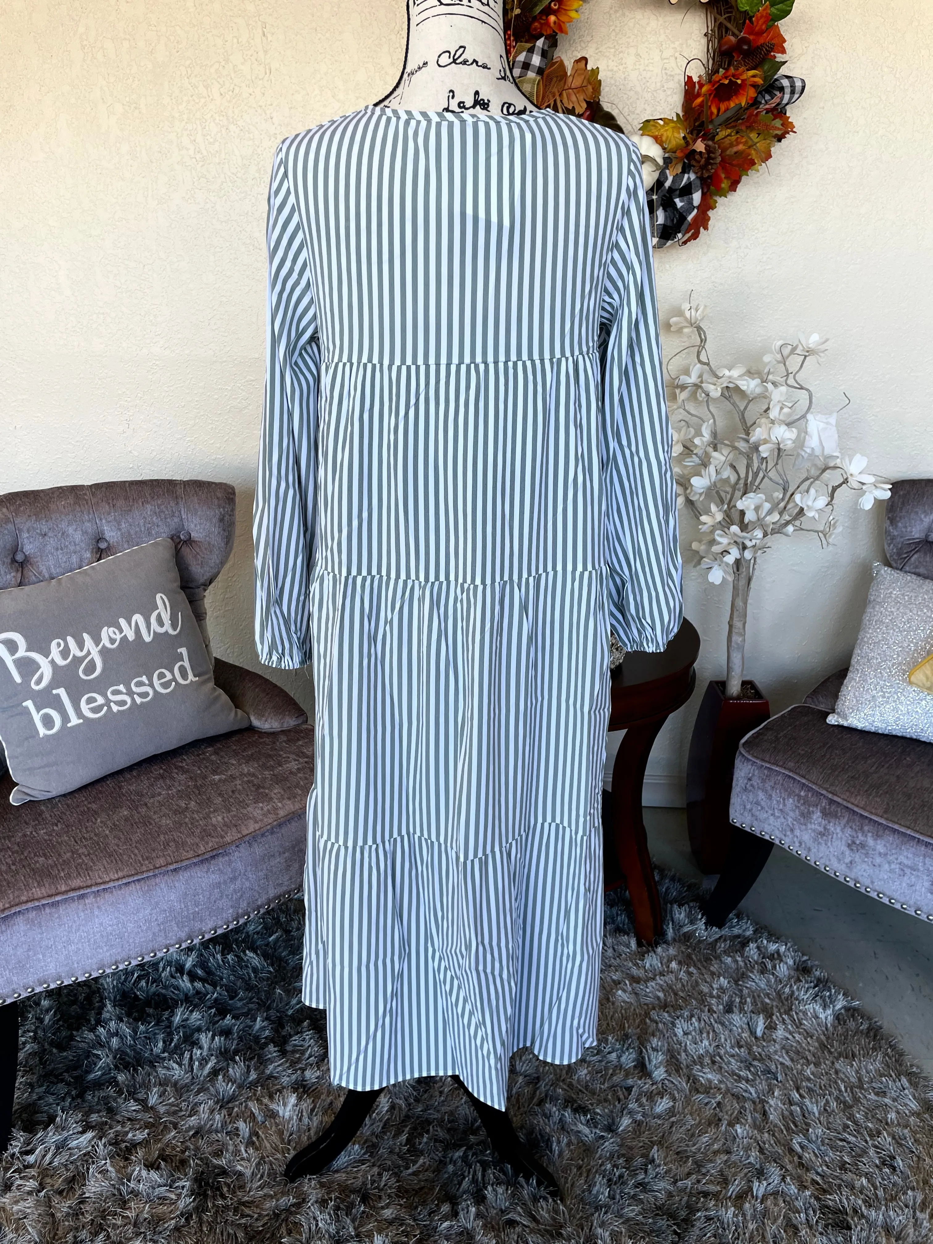 Sage Tied Neck Dress