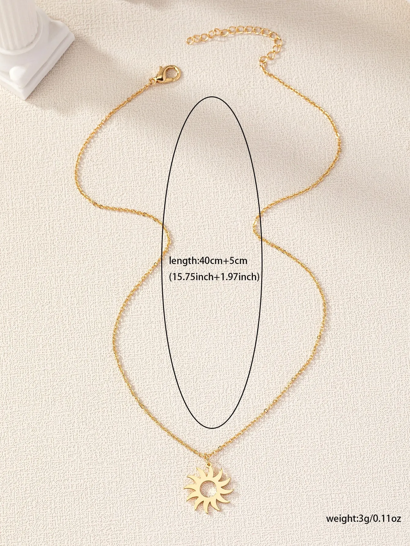 Simple Sunburst Sun Ray Delicate Pendant Necklace
