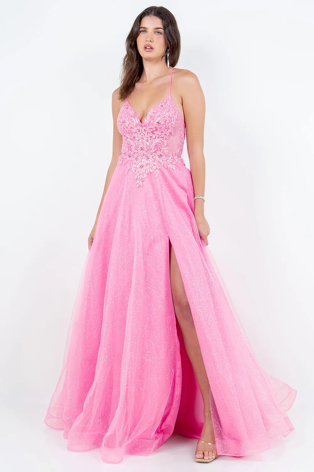 Sleeveless A-line Slit Gown by Cinderella Couture 8275J
