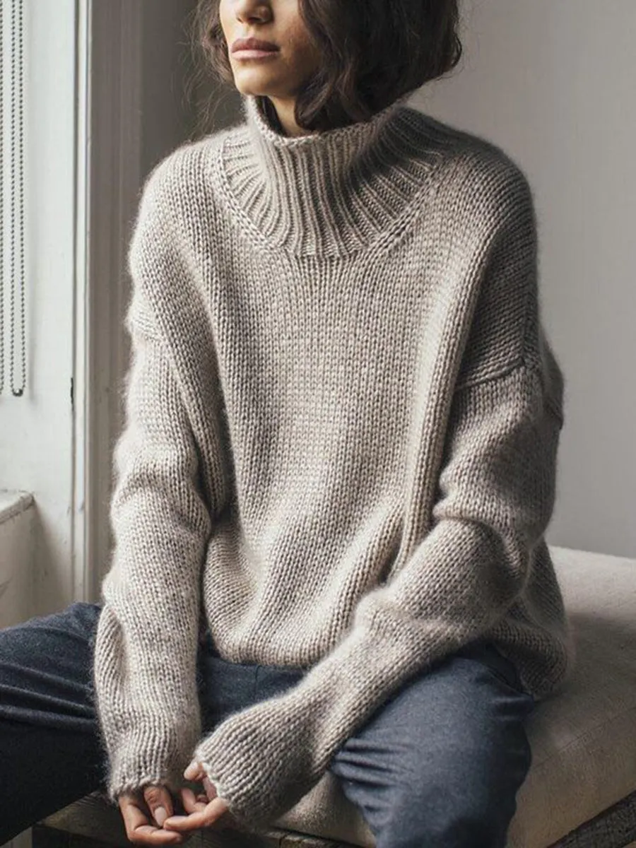 Solid Color Turtleneck Warm Sweater
