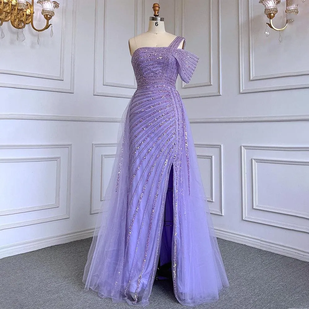 Stephanie High Split Beaded Gown