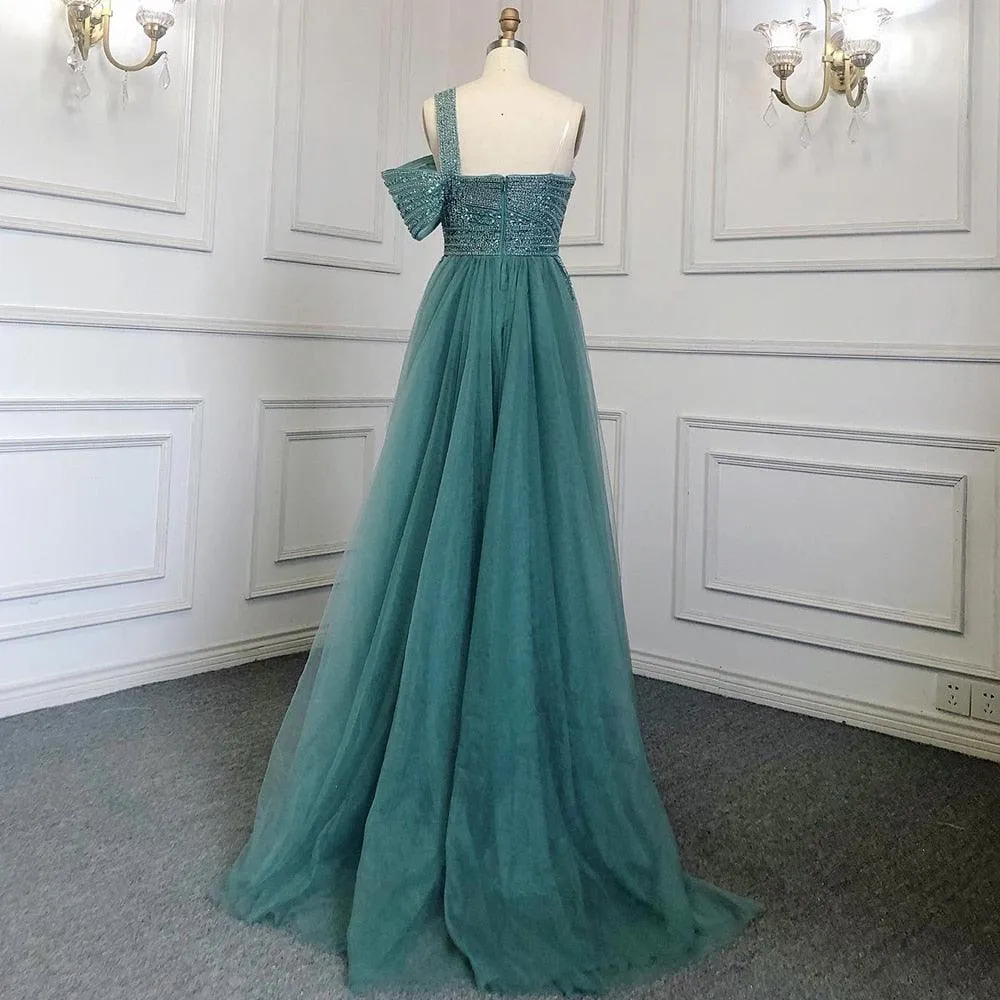 Stephanie High Split Beaded Gown