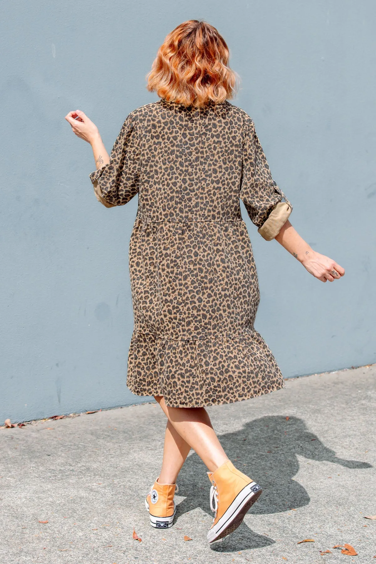 Street Denim Dress - Leopard