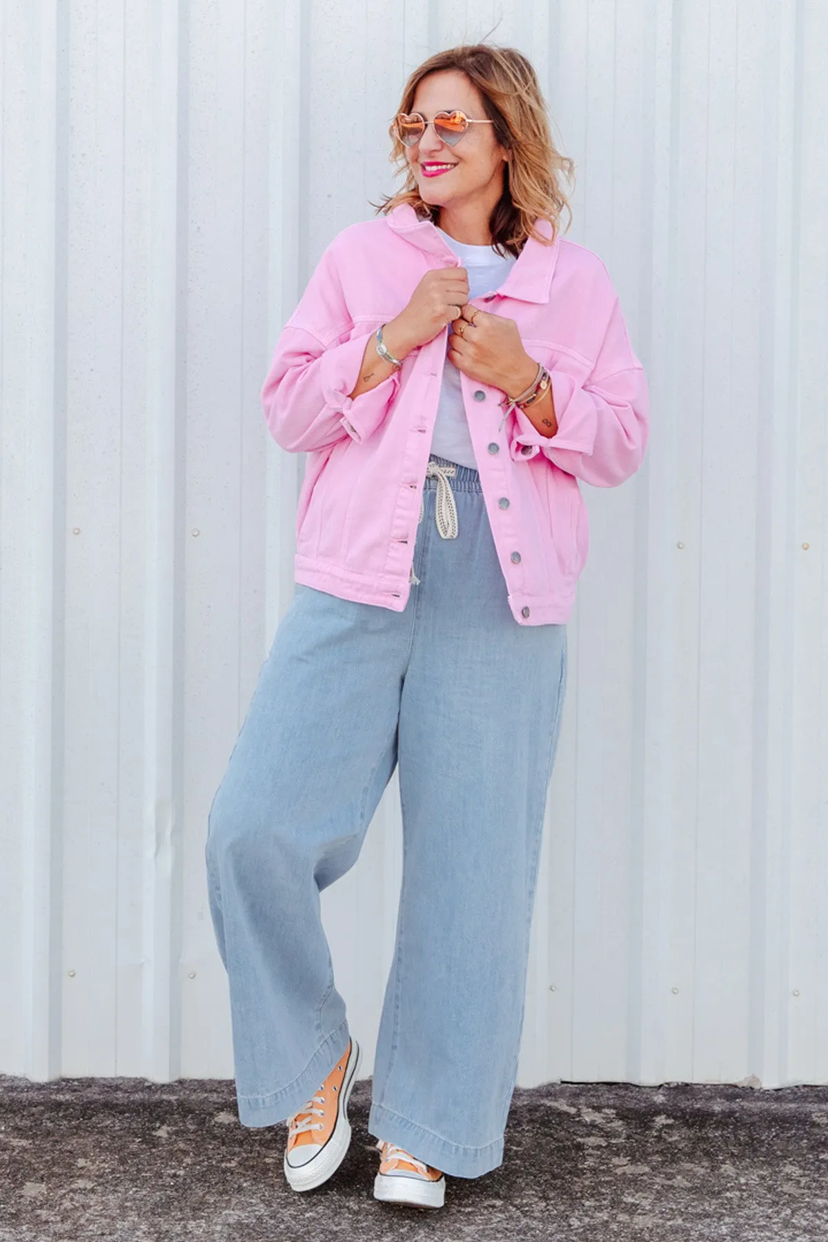 Street Denim Jacket - Pink