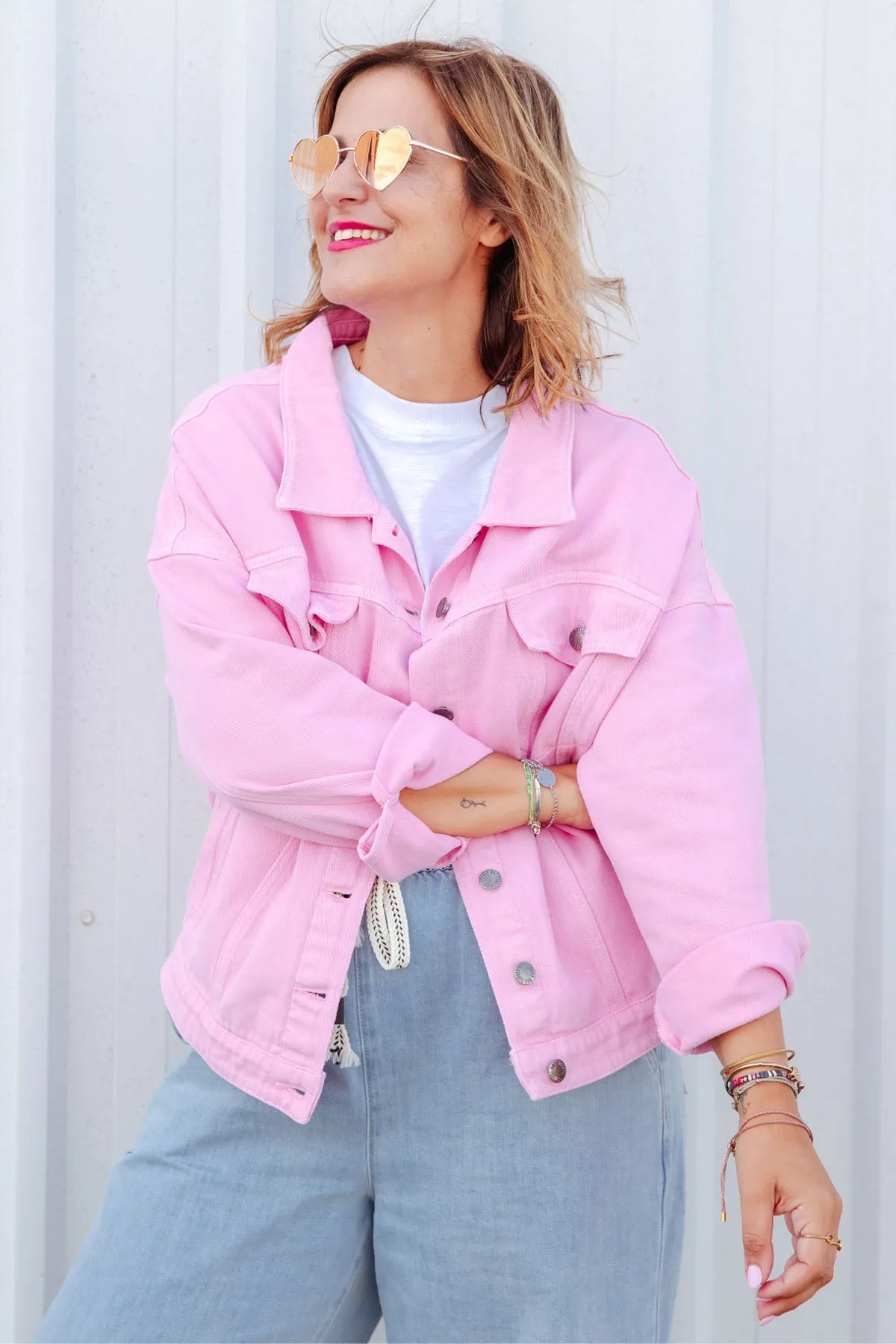 Street Denim Jacket - Pink