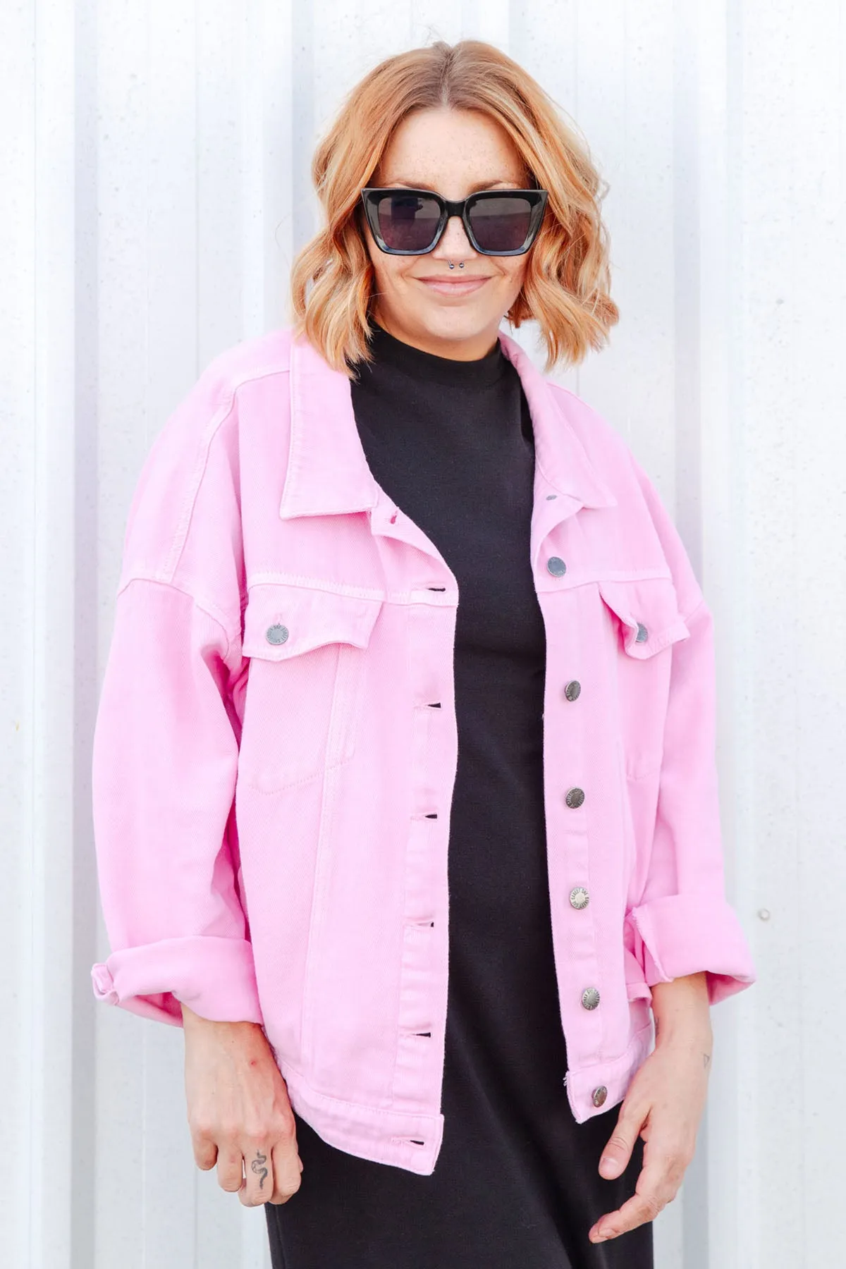 Street Denim Jacket - Pink