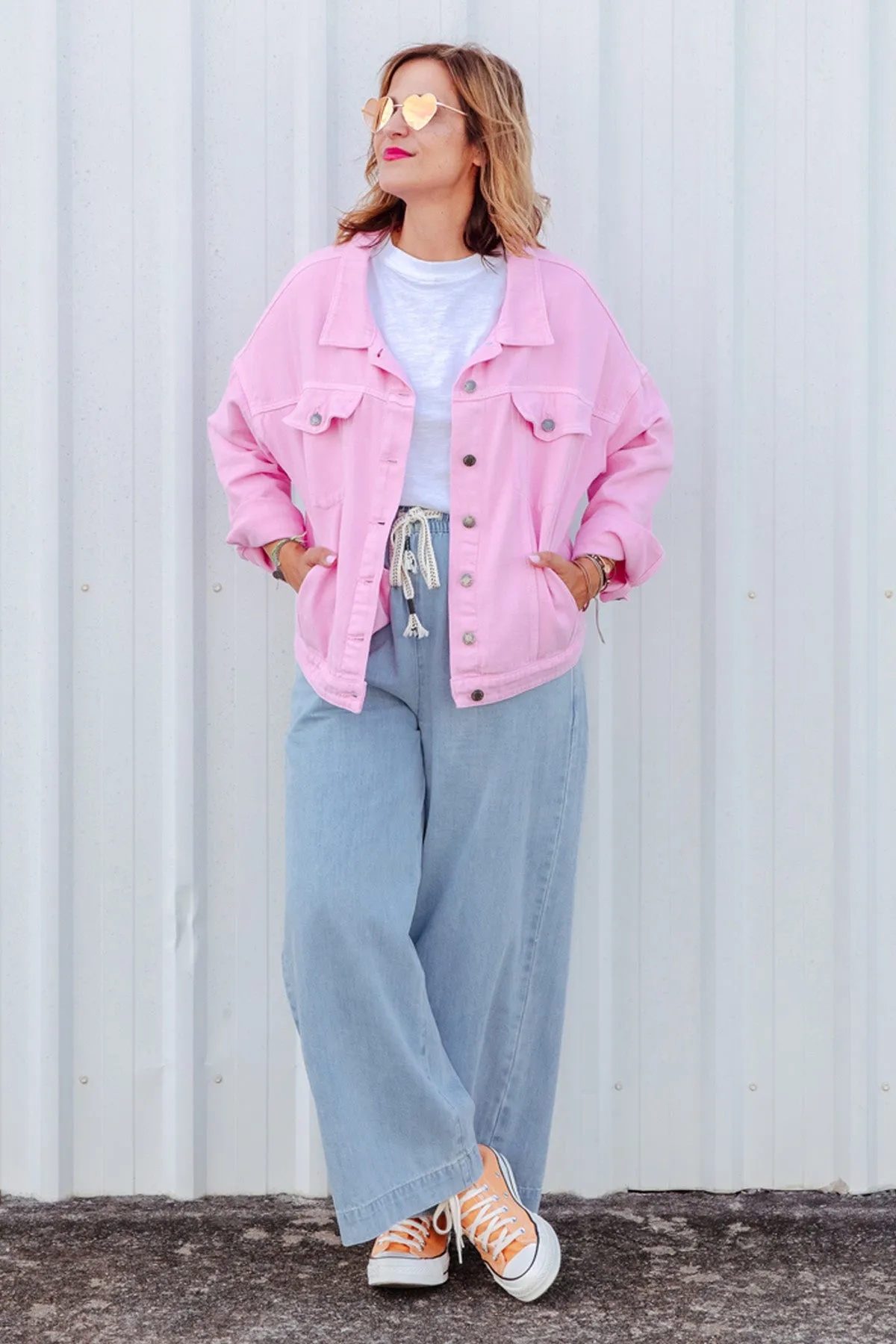 Street Denim Jacket - Pink