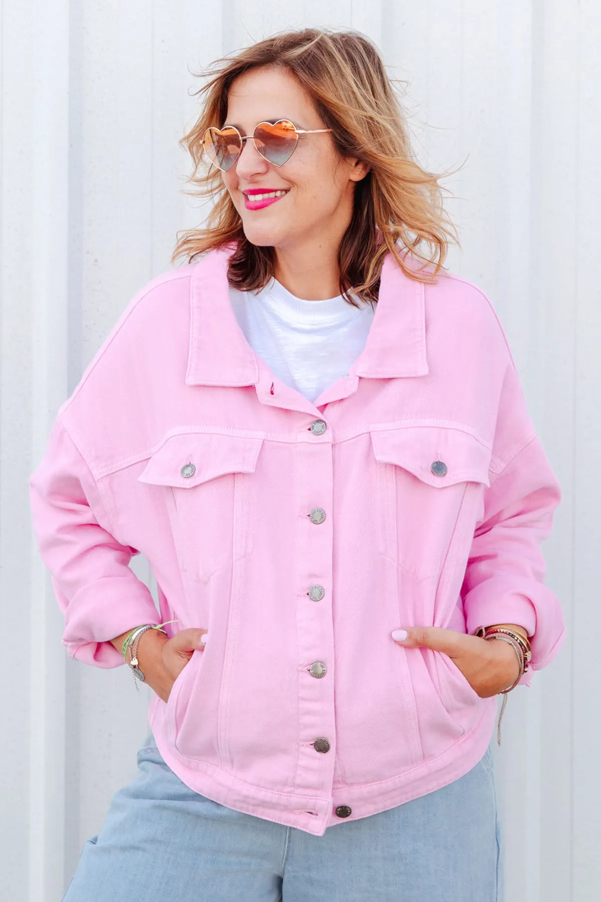 Street Denim Jacket - Pink