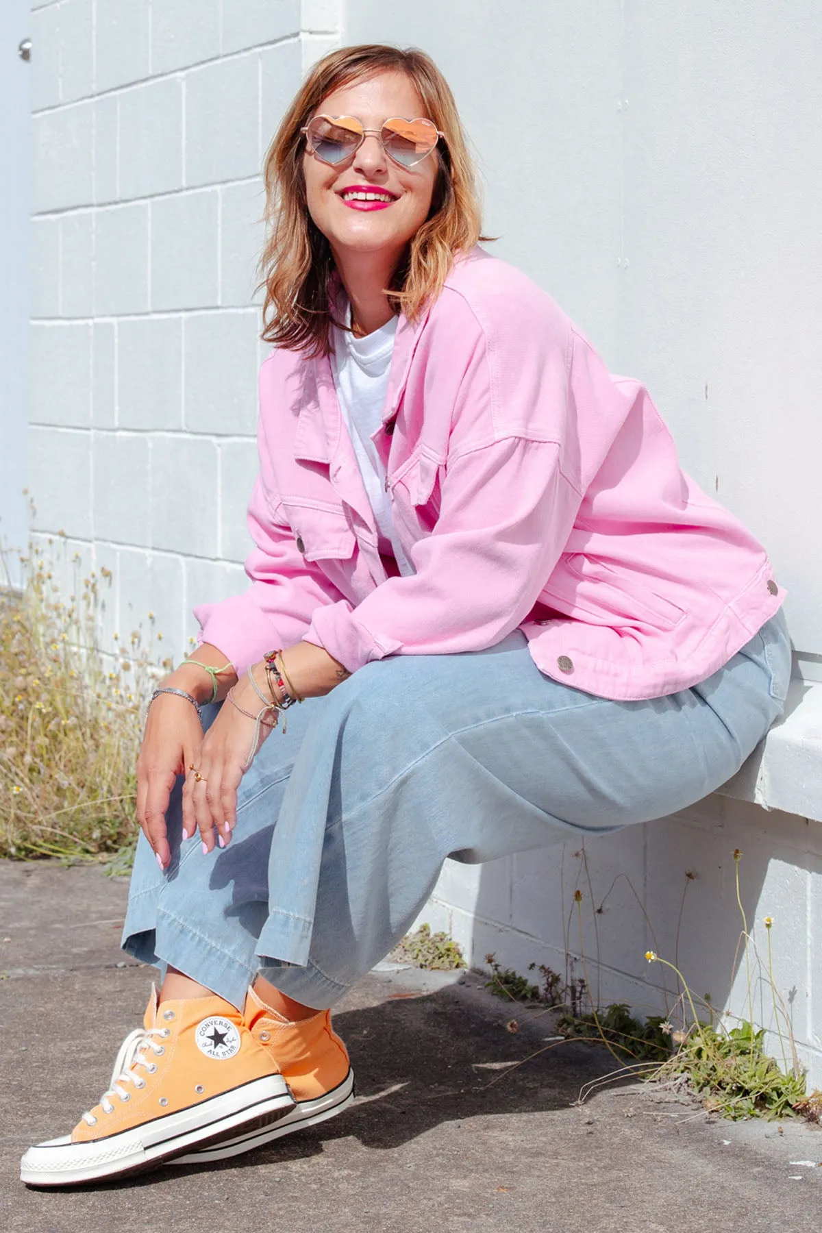 Street Denim Jacket - Pink
