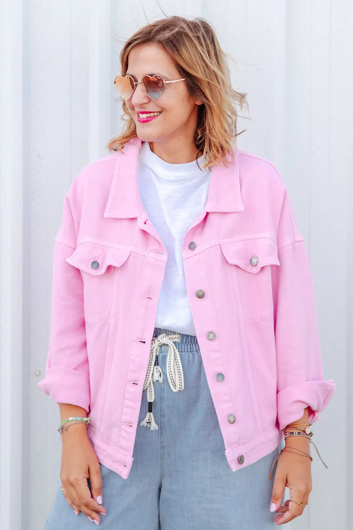 Street Denim Jacket - Pink