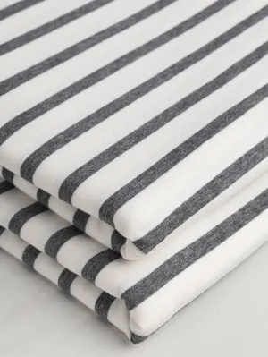 Stripe EcoVero Rayon Spandex Jersey Knit - Cream   Grey