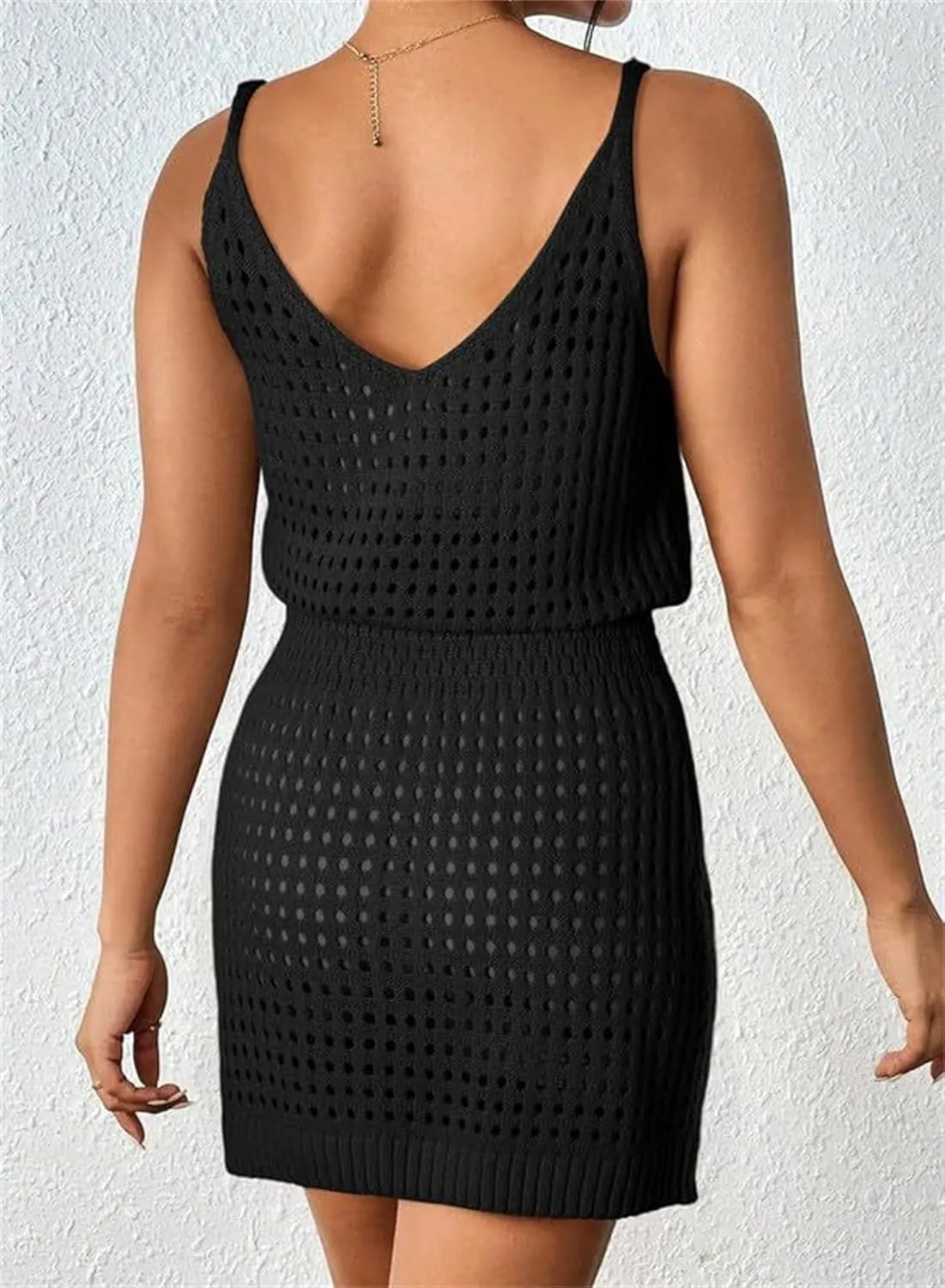Summer Dresses for Women Crochet Hollow Out Knit Dress Cover Up Cruise Bathing Swimsuits Sleeveless Pullover Dress