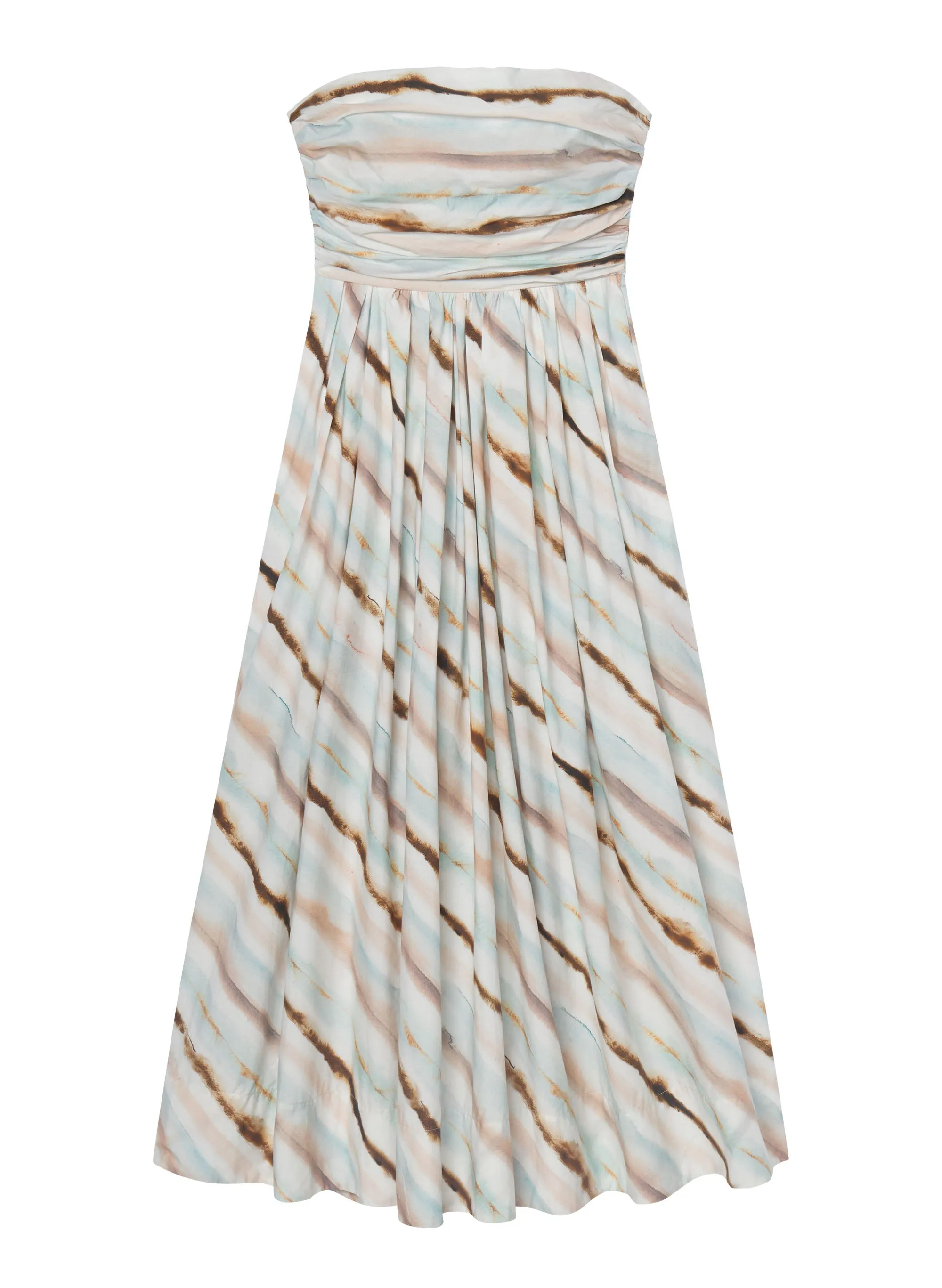 Tara Striped Strapless Midi Dress