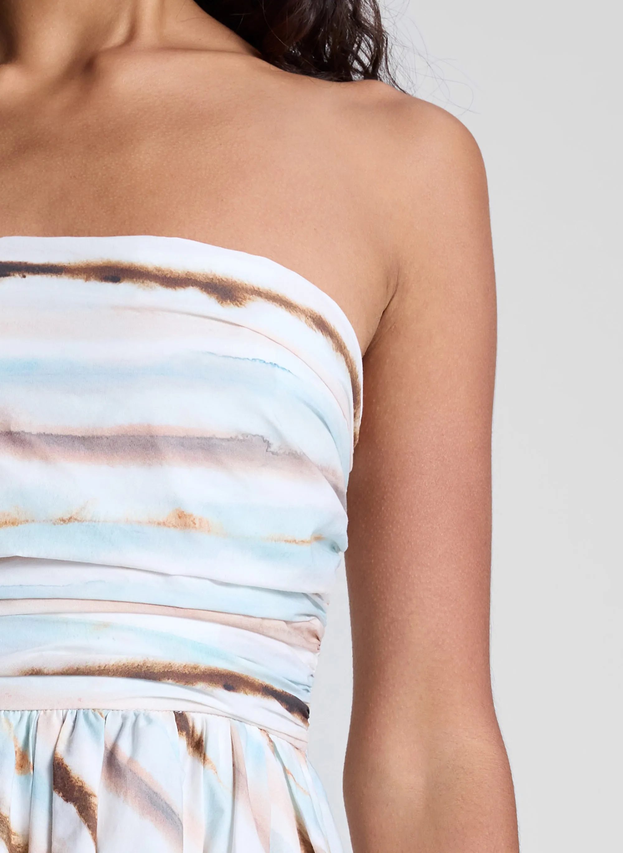 Tara Striped Strapless Midi Dress