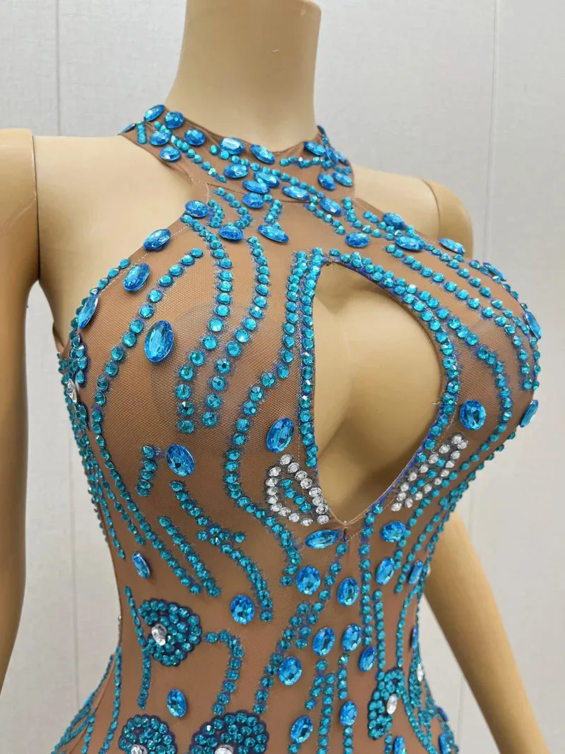 Trend4us Women's Floral Beaded Crystal Mermaid Gown