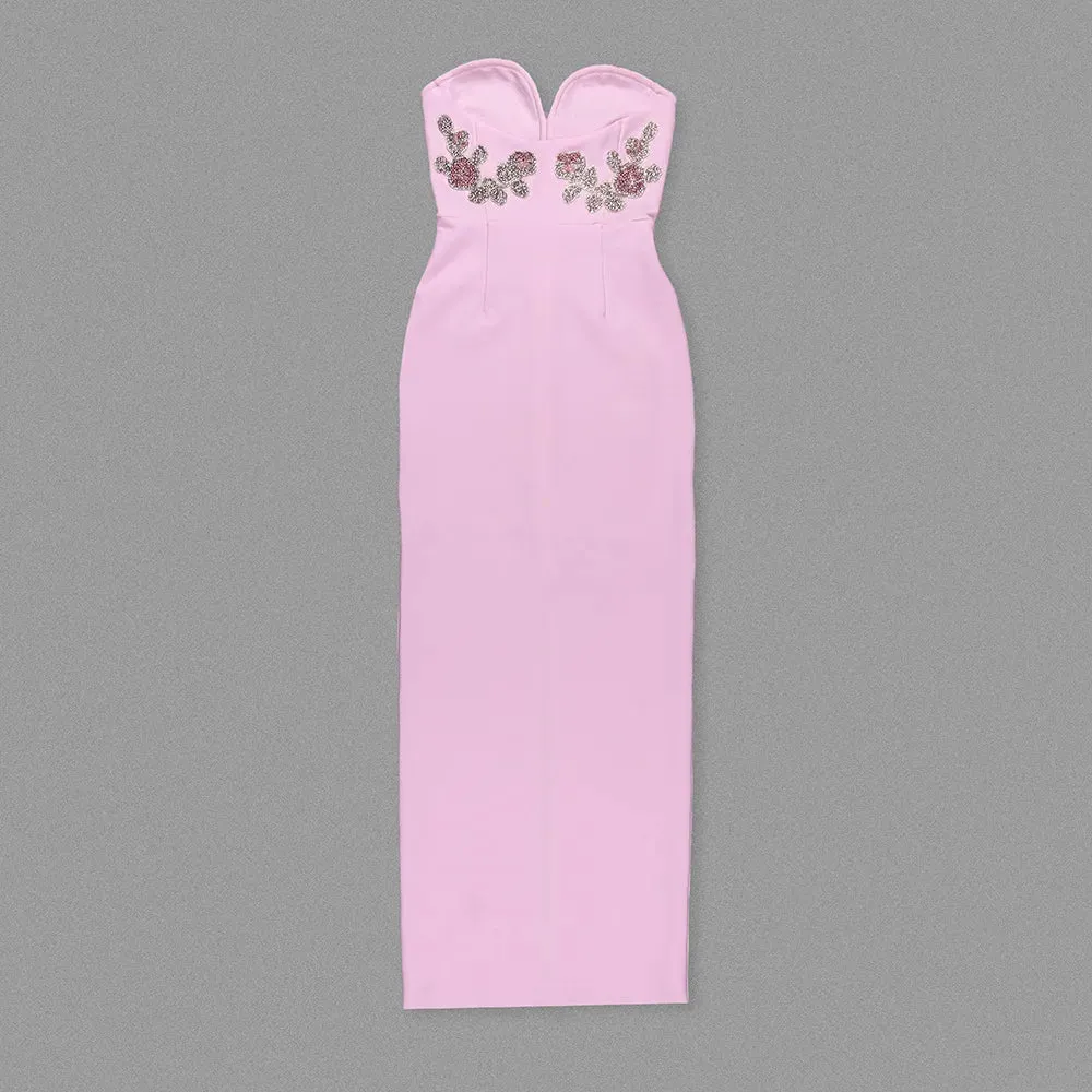 Trend4us Women's Strapless Sweetheart Beaded Evening Gown