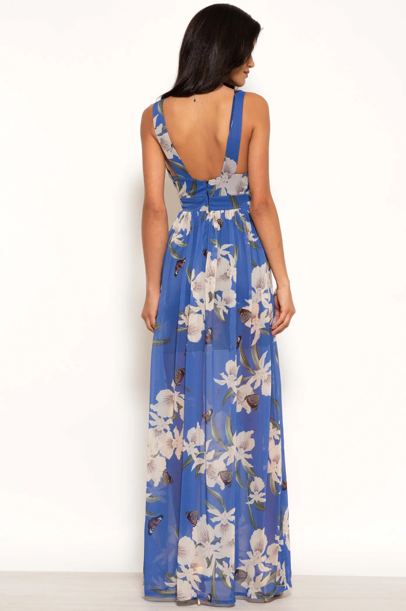 Urban Touch Floral Print Belted Maxi Dress