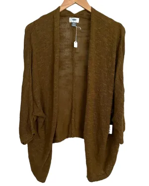 Warm Autumn Moss Slub Knit Open Cardigan Sweater