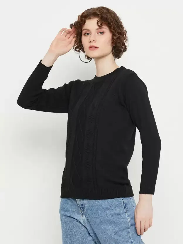 Warm Black Cable Knit Sweater