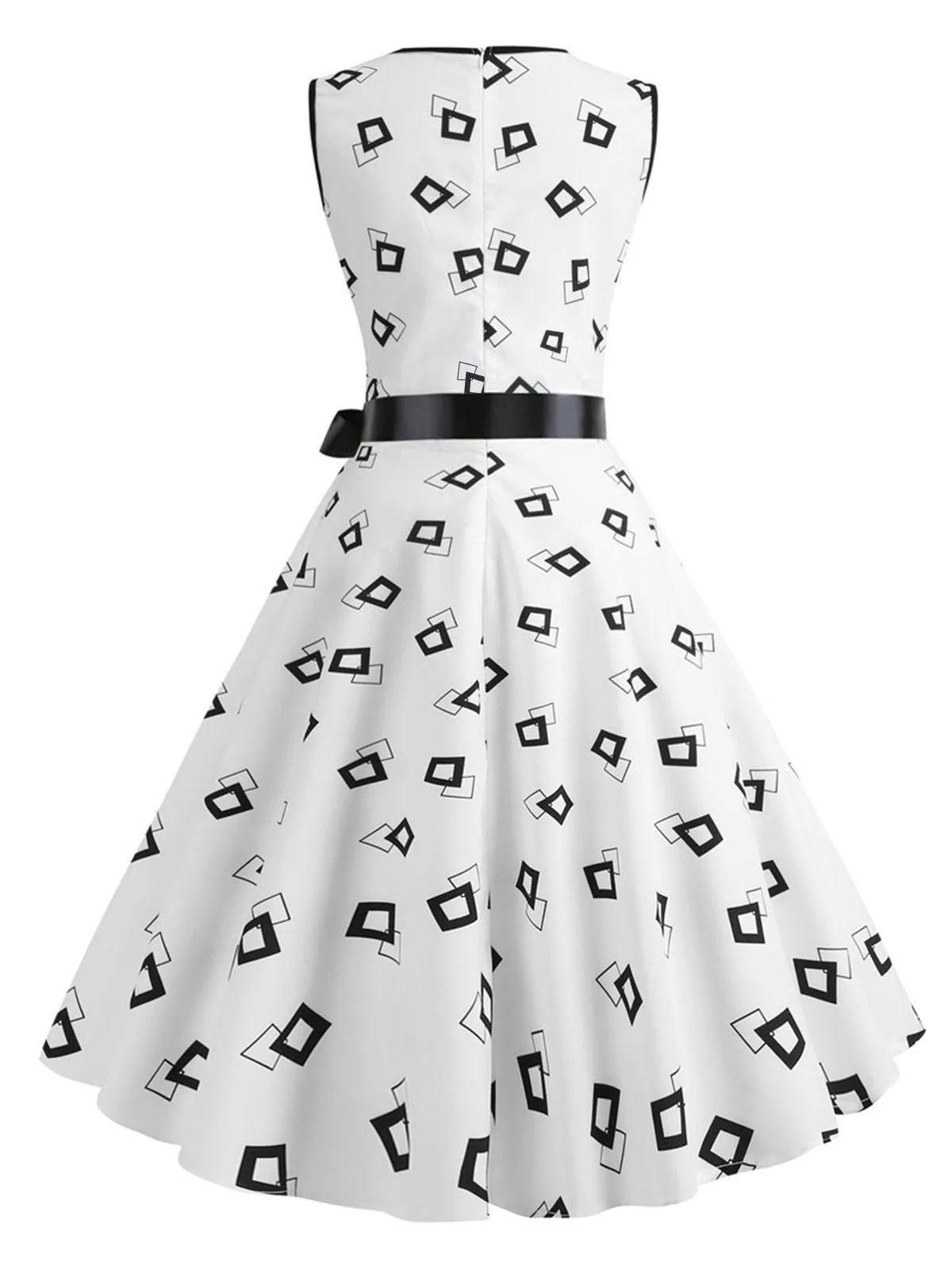 White 1950s Bow Swing Dress