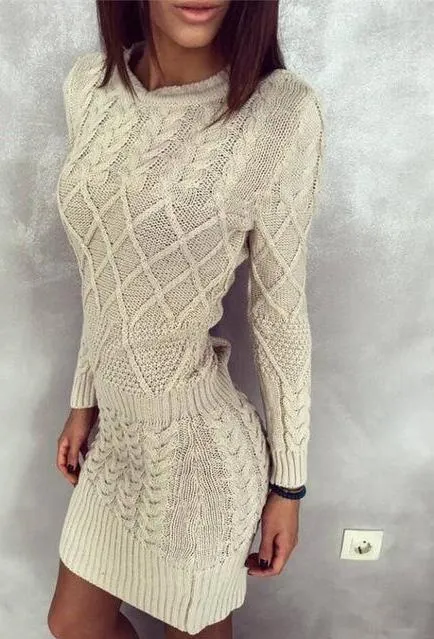 Women Sweater Warm Dresses Women Clothes Ladies Long Sleeve Bodycon